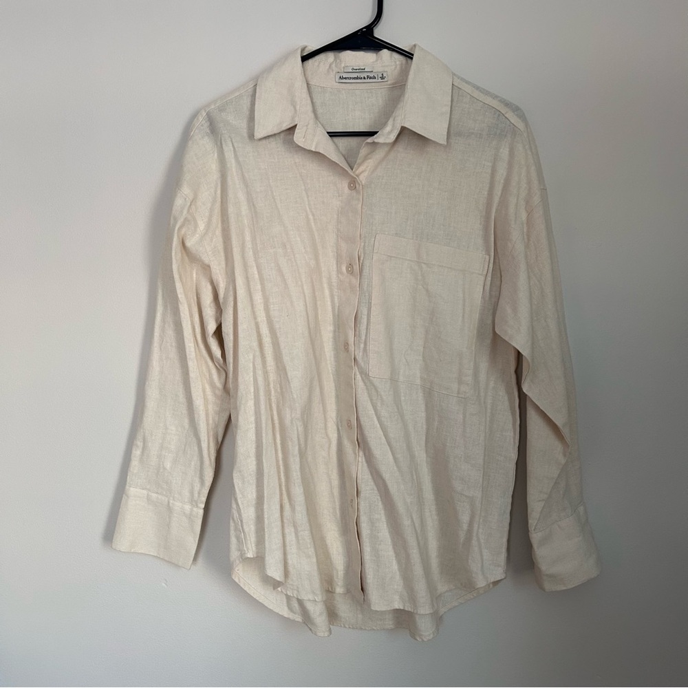 Abercrombie Oversized Linen Button-Down Shirt